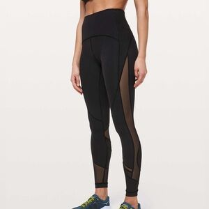 lululemon Clear The Court High Rise 28" Mesh Black Tights Size 10